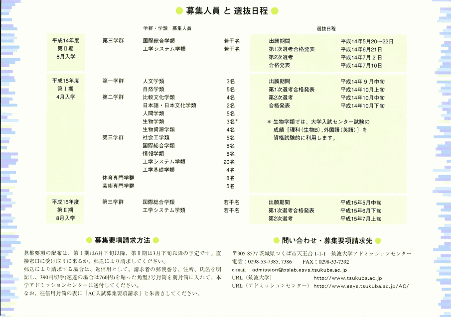 ＡＣ入試リーフレット 平成１５年度版2